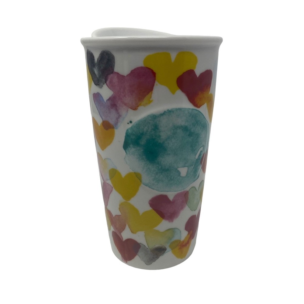 Starbucks Watercolour Hearts Ceramic Travel Tumbler - 10 fl oz